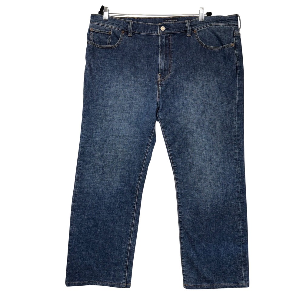 Lucky Brand Mens 44/27 Blue Straight Leg Denim Jeans Medium Wash Classic Fit